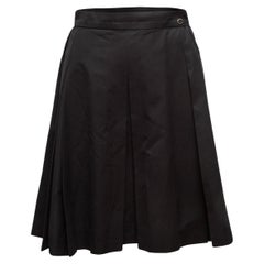 Black Chanel Pleated Knee-Length Skirt