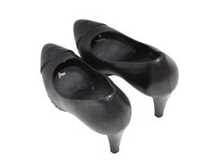 Black Chanel Pointed Cap-Toe CC Platform Pumps