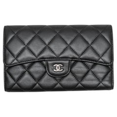 Black Chanel Quilted Lambskin Continental Wallet