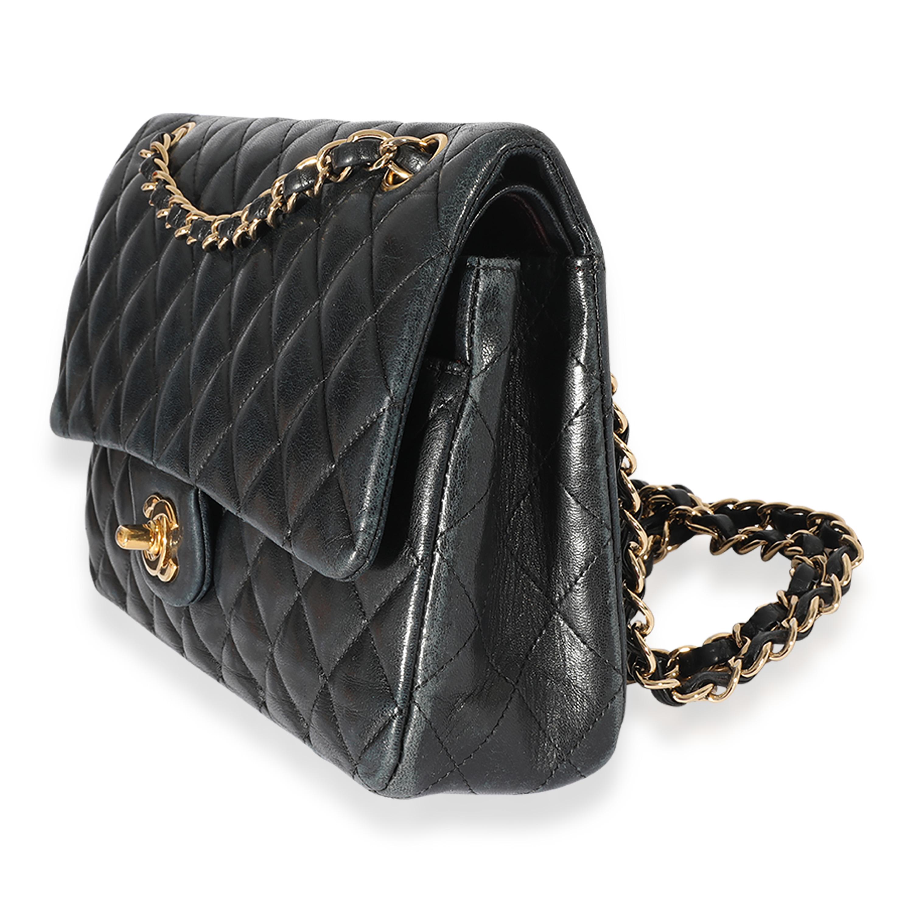 Women's Black Chanel Quilted Lambskin Medium Classic Double Flap Bag