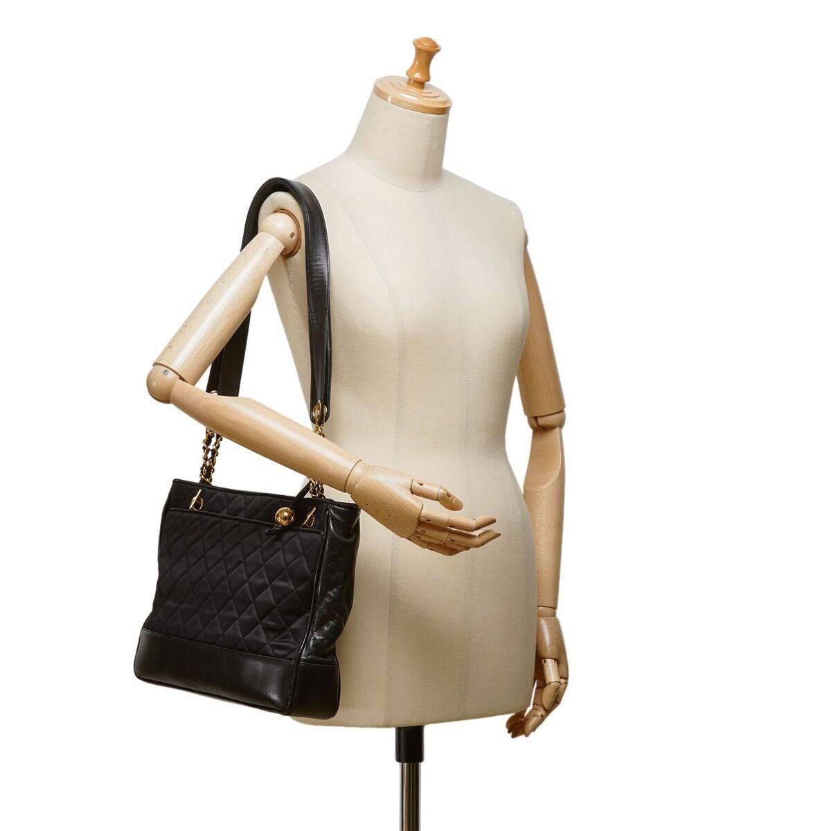 Black Chanel Quilted Nylon Shoulder Bag 6