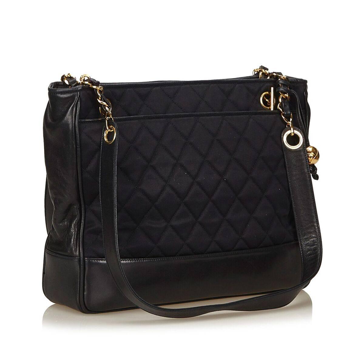 Black Chanel Quilted Nylon Shoulder Bag In Good Condition In New York, NY