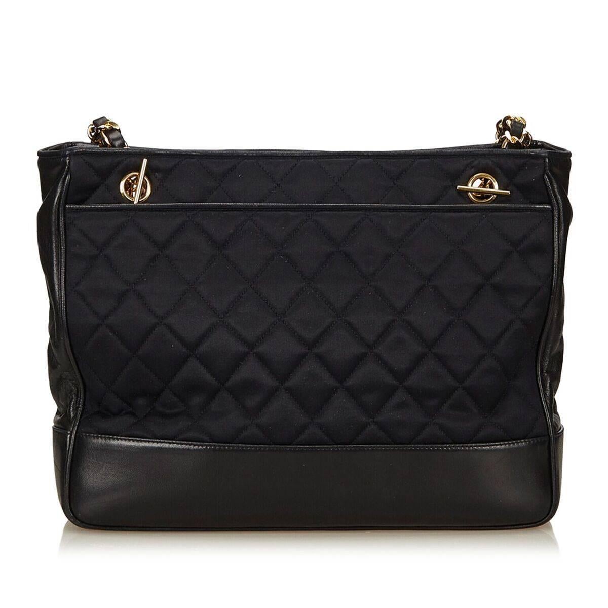 Women's Black Chanel Quilted Nylon Shoulder Bag