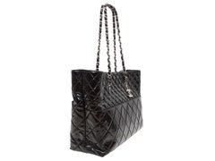 Black Chanel Quilted Patent Business Tote Bag