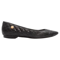 Black Chanel Quilted Pointed-Toe Flats