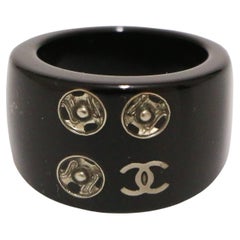 Used Black Chanel Ring size 54