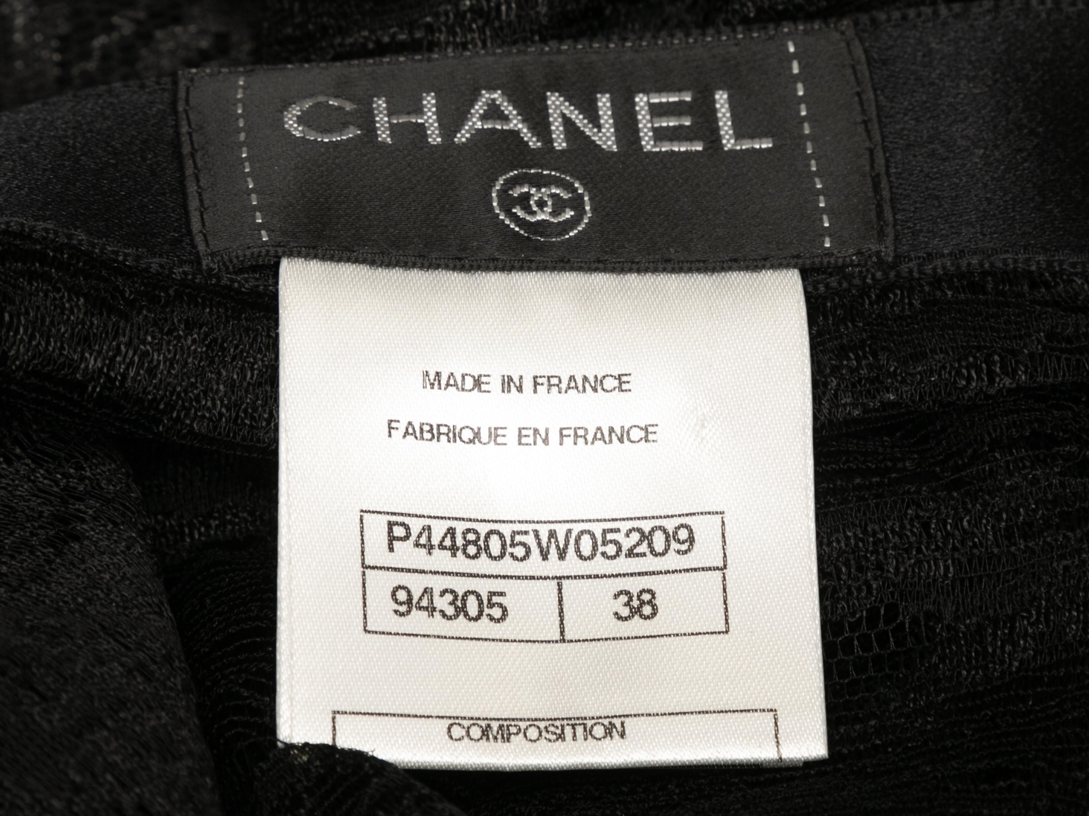 Women's Black Chanel Sheer Lace Pants Size FR 38