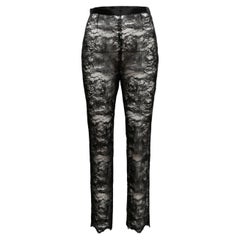 Black Chanel Sheer Lace Pants Size FR 38