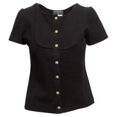 Black Chanel Short Sleeve Knit Top