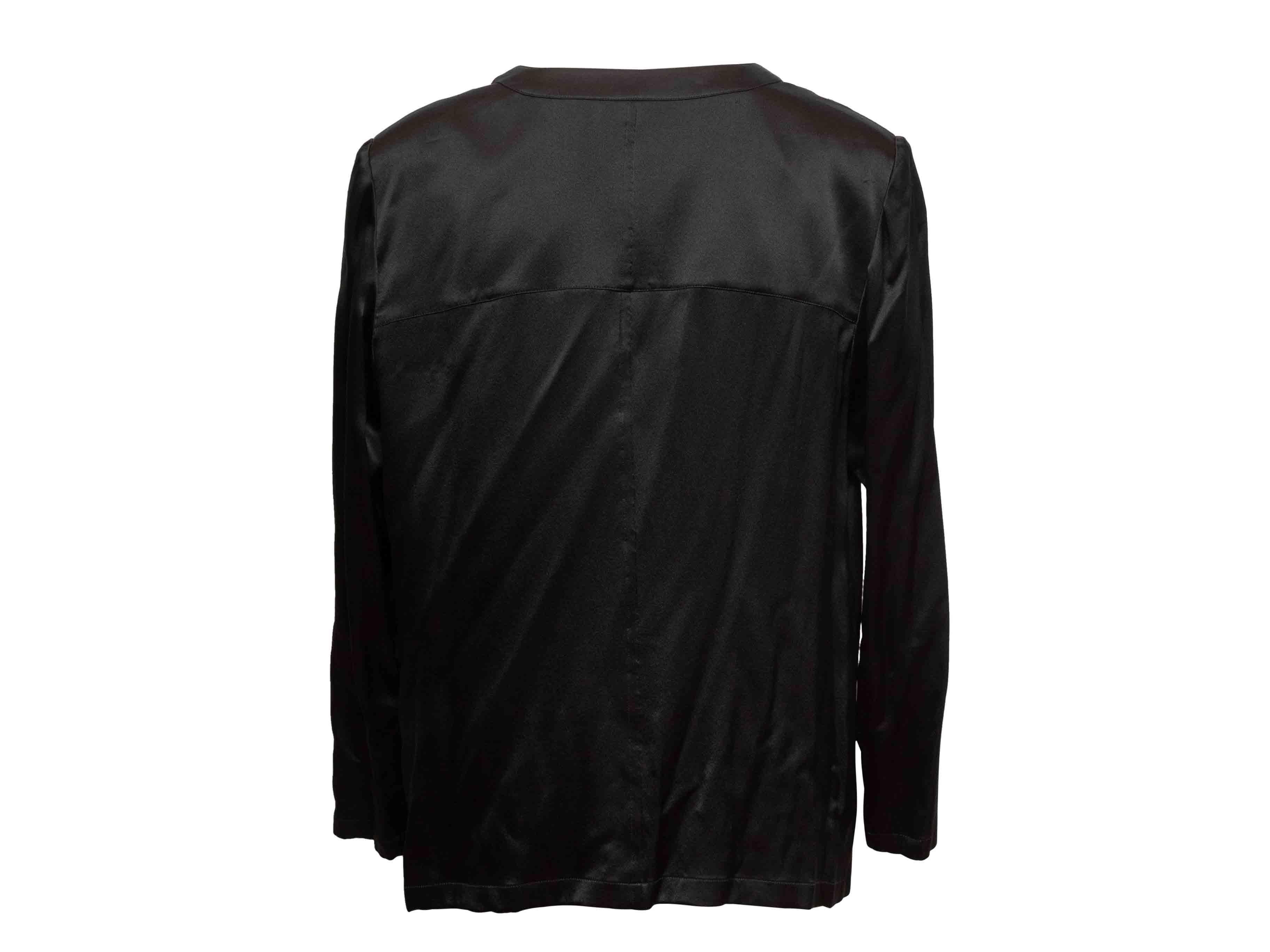 Nero Top a maniche lunghe in seta nera Chanel taglia FR 48 in vendita