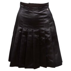 Black Chanel Silk Pleated Skirt Size FR 34