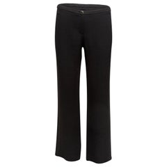 Black Chanel Silk Straight-Leg Trousers