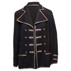 Black Chanel Spring/Summer 2006 Cotton Military Jacket Size FR 44