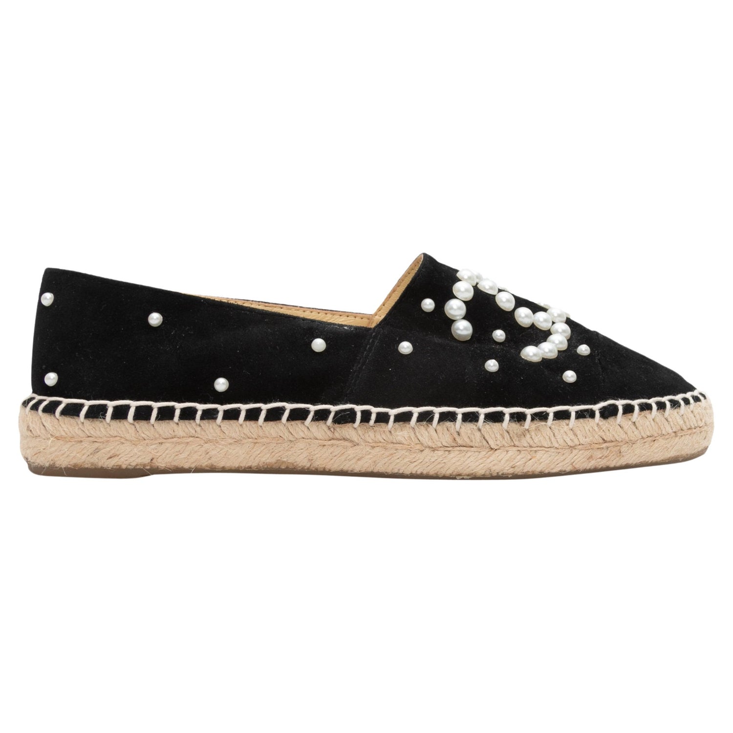 Chanel Pearl Espadrilles - 10 For Sale on 1stDibs  faux chanel espadrilles,  espadrilles chanel, chanel espadrilles with pearls