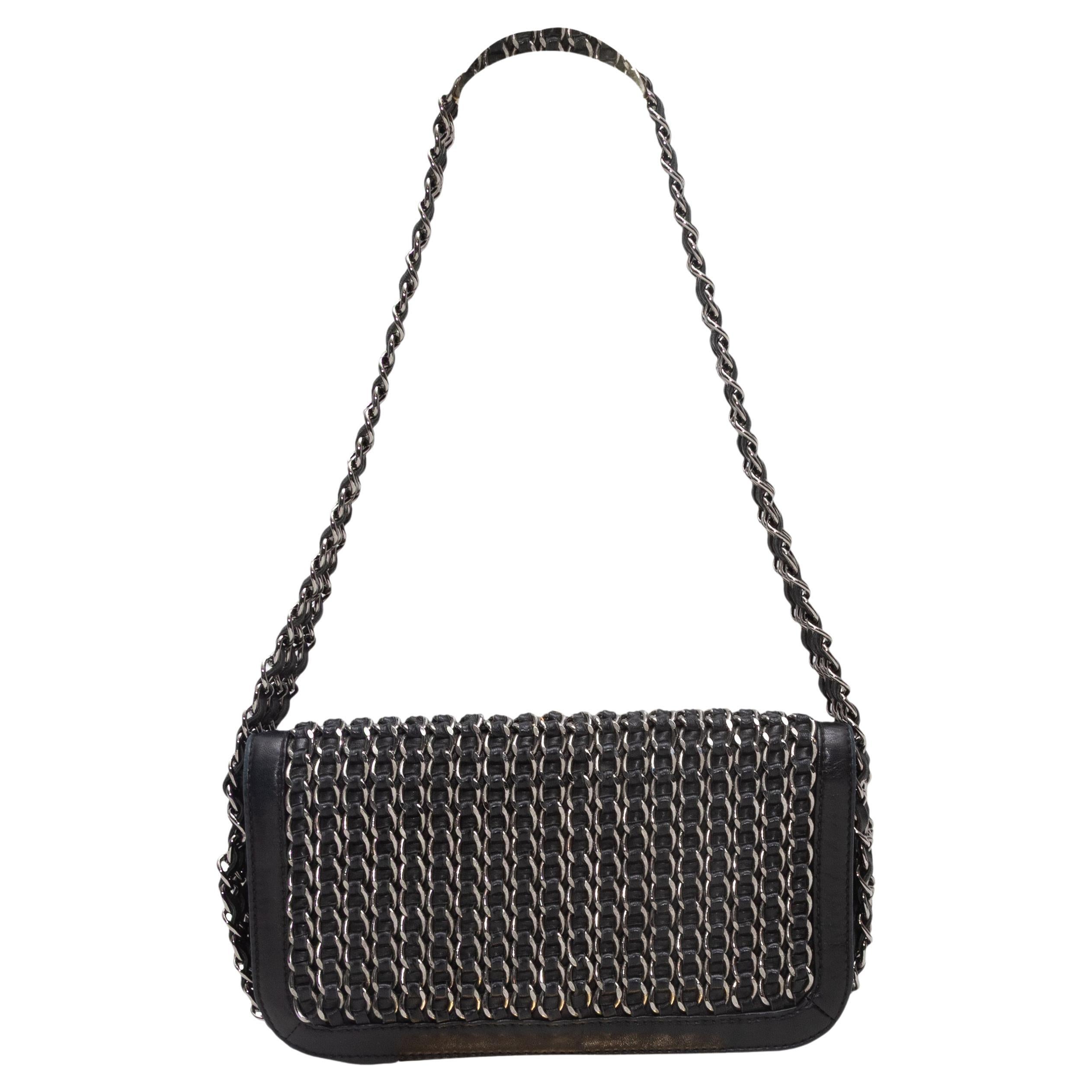 Black Chanel Triple Chain Shoulder Bag im Angebot