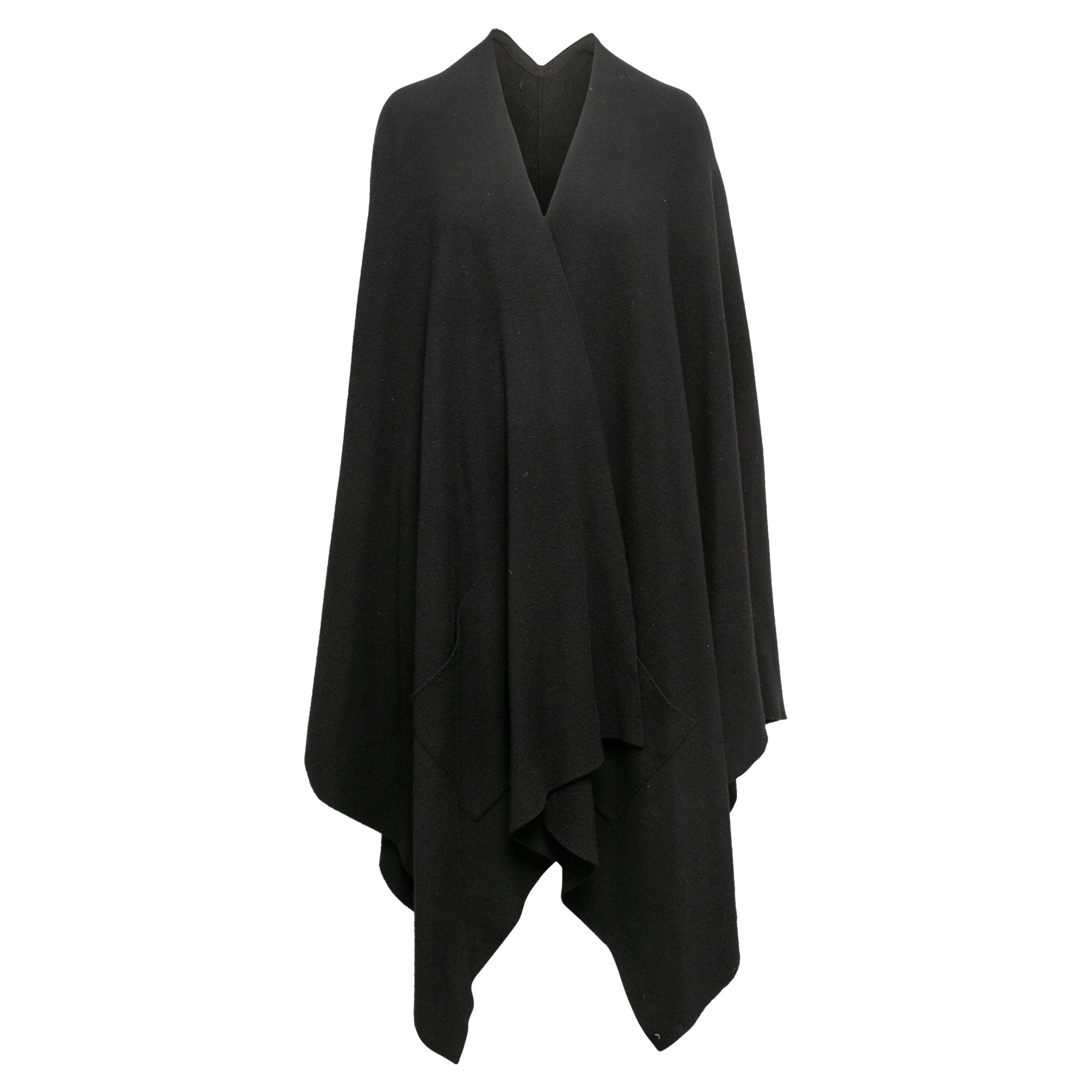 Black Chanel Wool Shawl Cape Size O/S For Sale