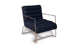 Black Channeled Upholstery Chair with Metal Frame