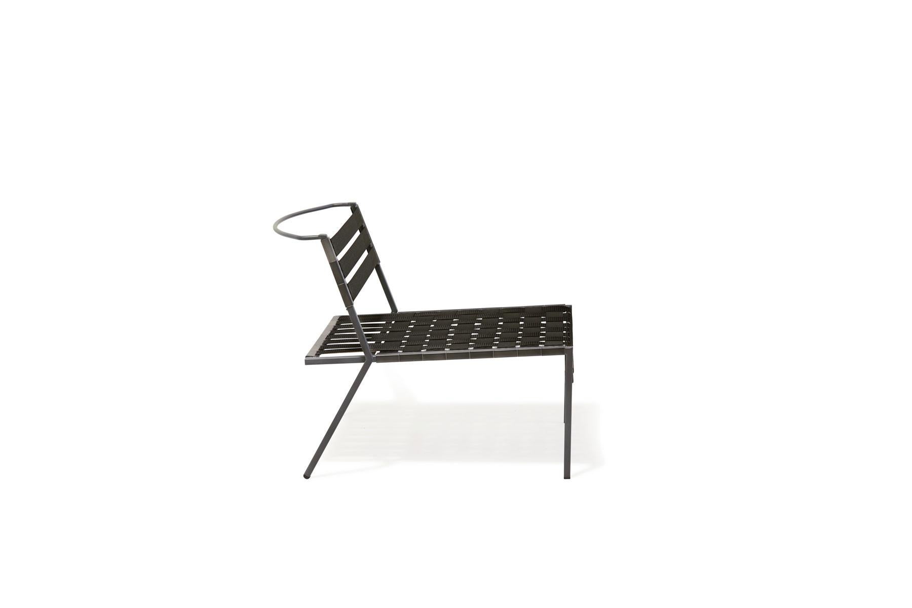 Steel Black & Charcoal Outdoor Lounge Chair For Sale