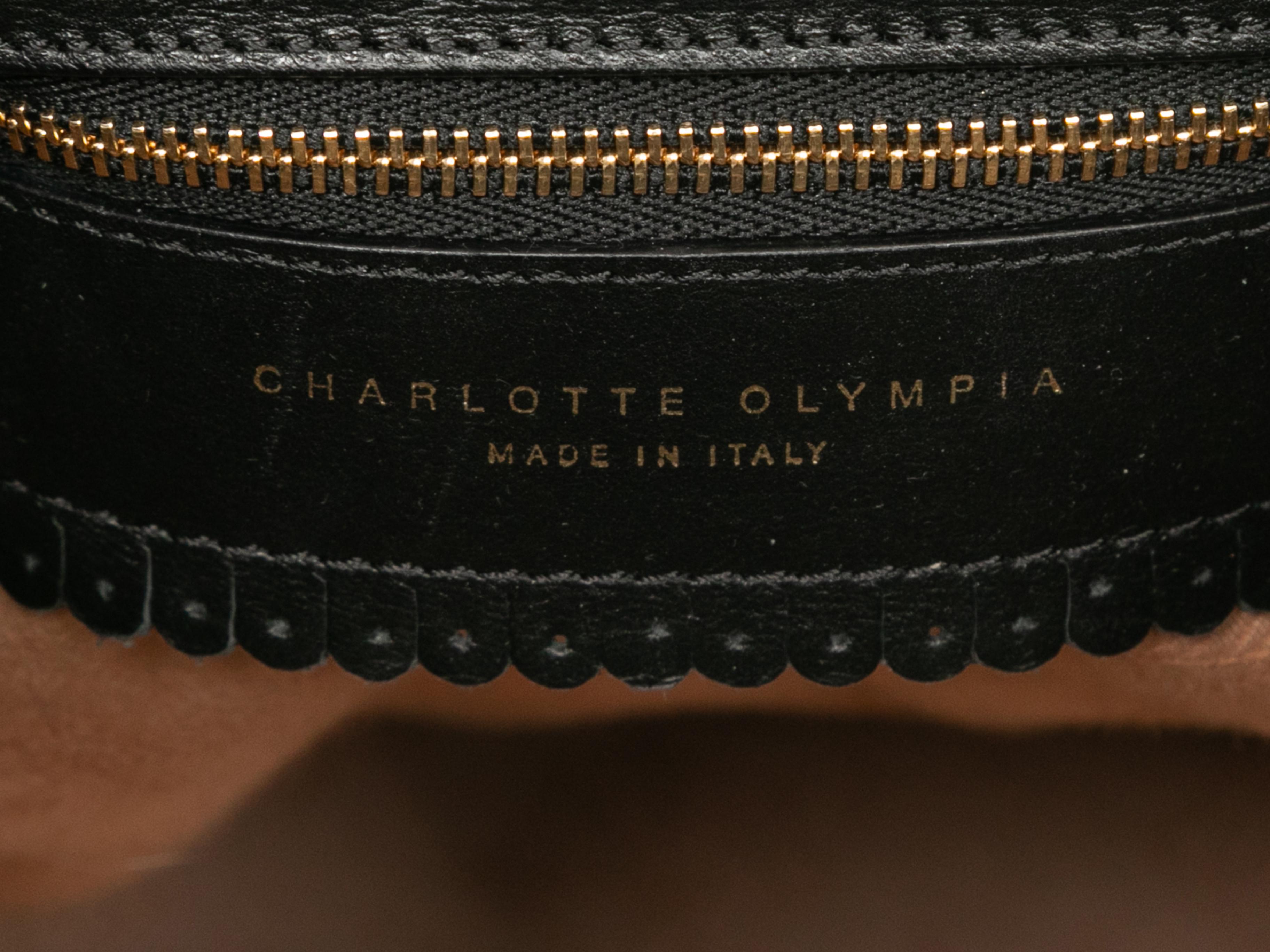 Schwarzer Charlotte Olympia Leder-Rucksack mit Katzenmuster 1