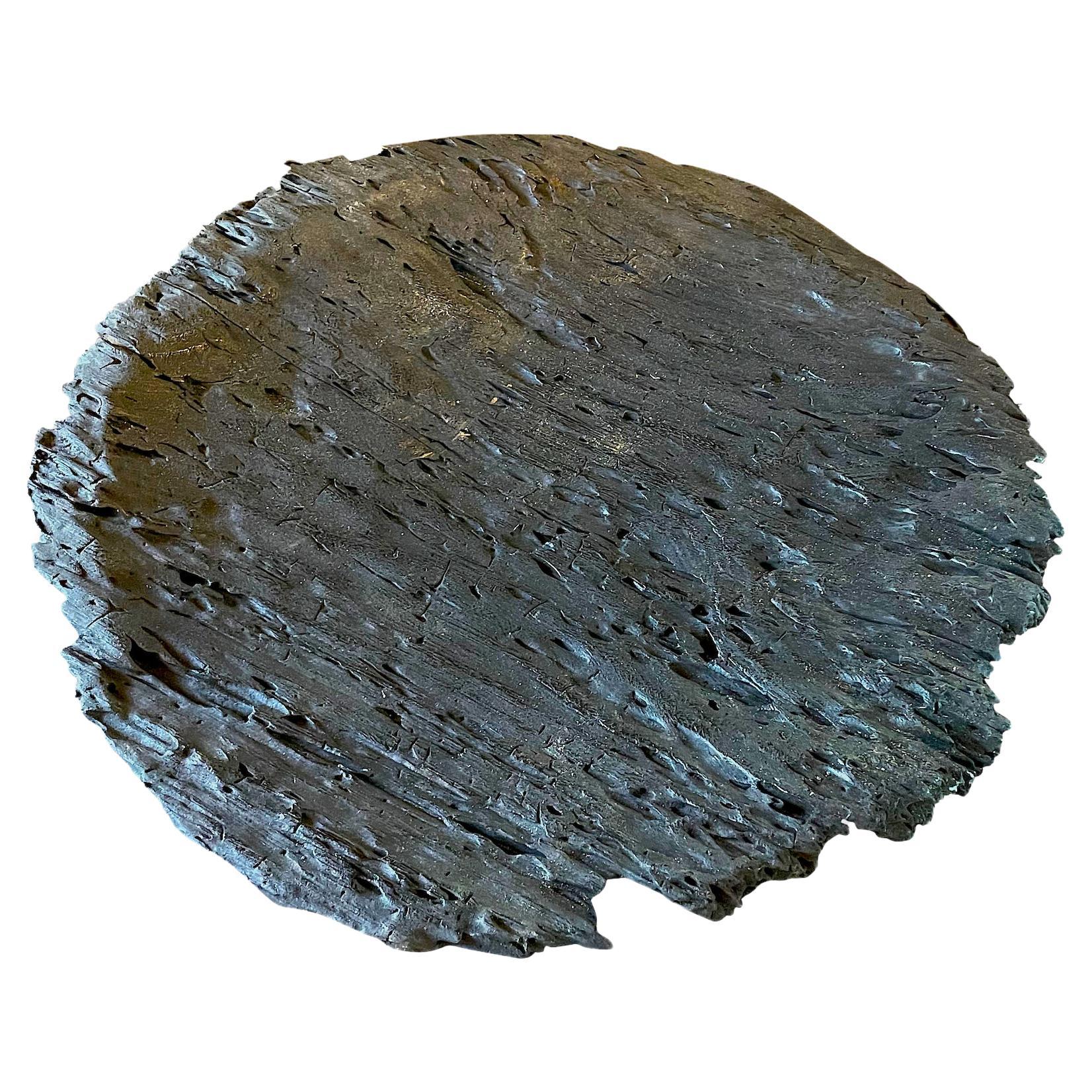 Contemporary Indonesia large wood plate charred to give texture and patina.