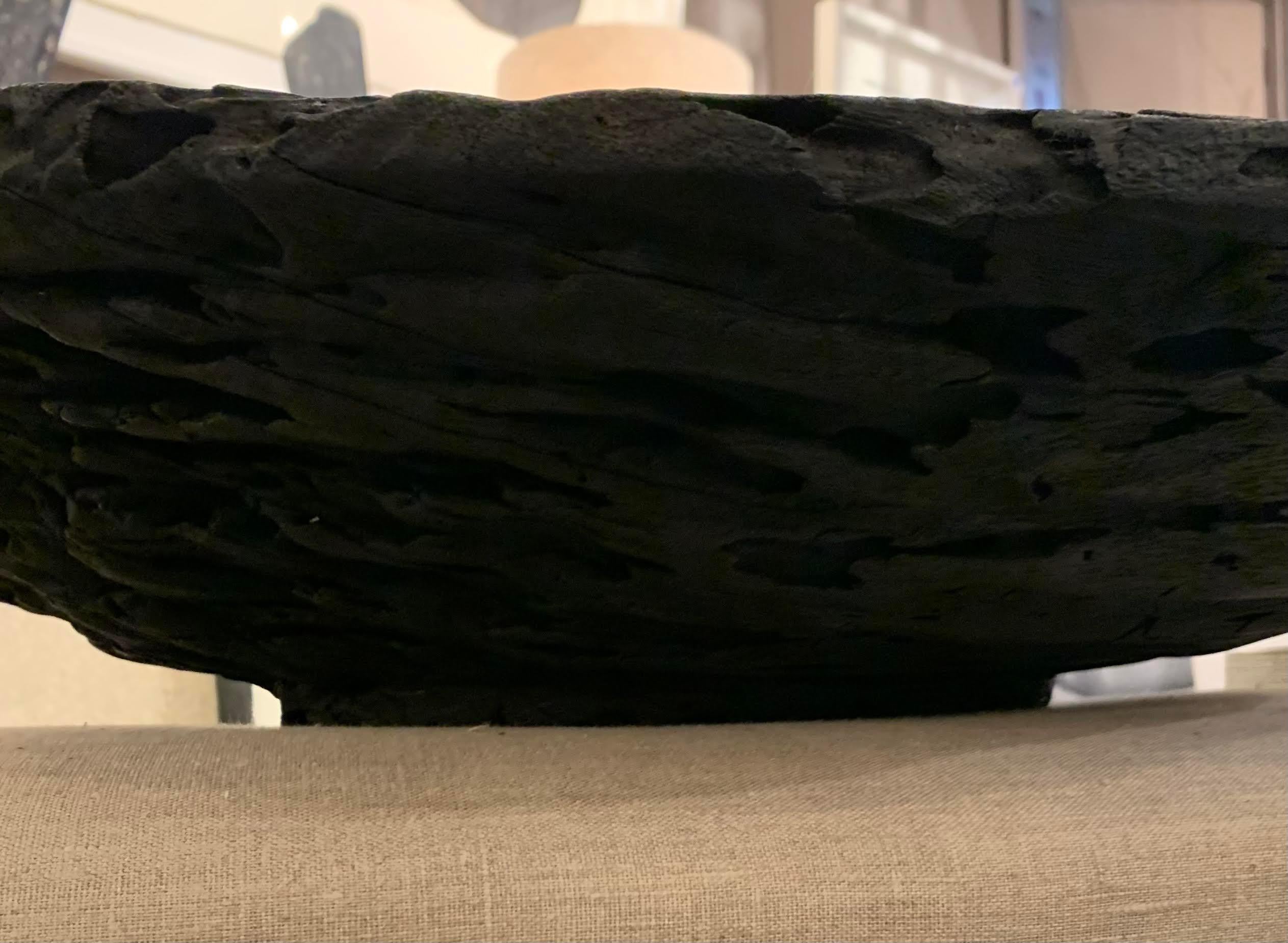Black Charred Large Wood Plate, Indonesia, Contemporary In New Condition For Sale In New York, NY