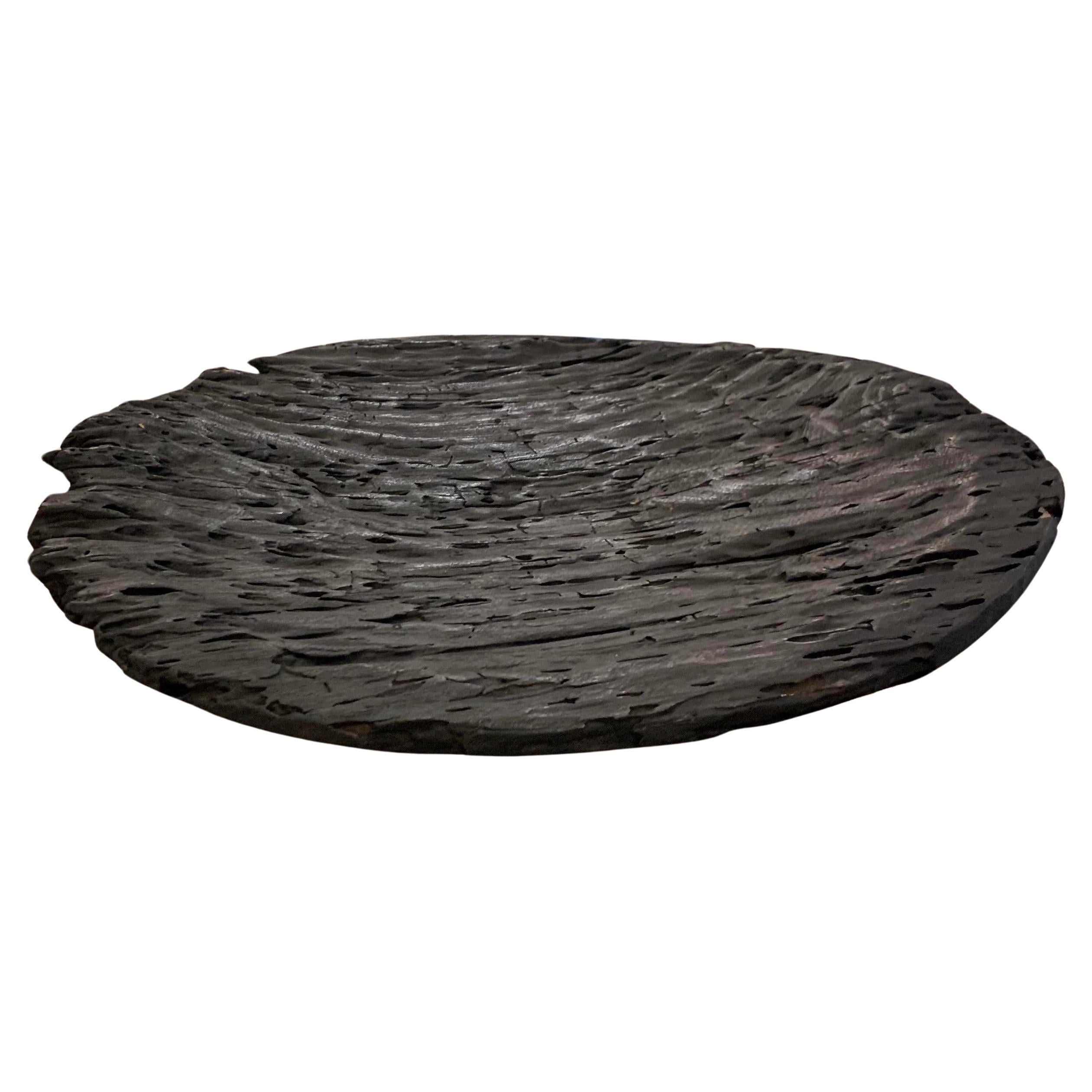 Black Charred Large Wood Plate, Indonesia, Contemporary For Sale