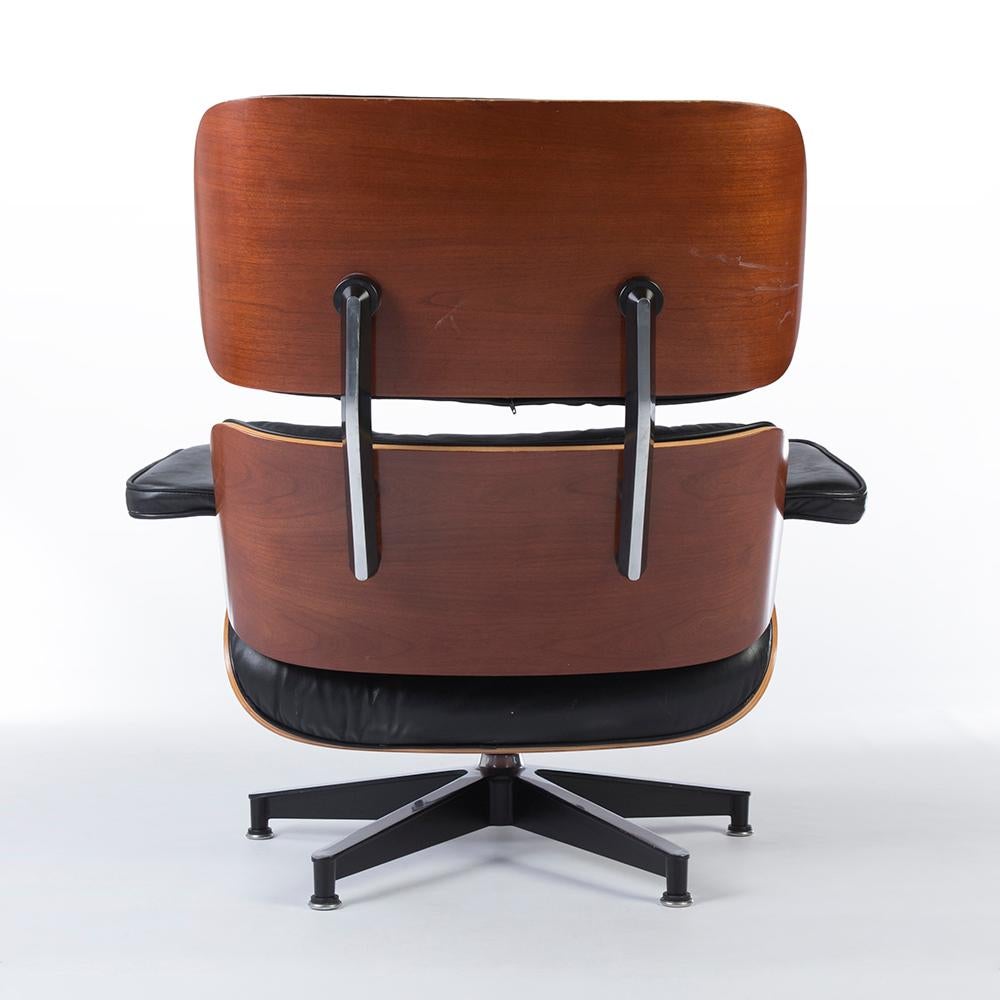 Mid-Century Modern Black and Cherry Herman Miller Eames Lounge Chair and Ottoman