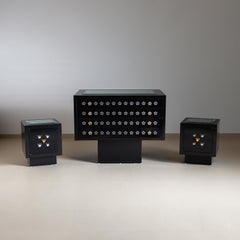 Black Chest of Drawers and Night Stands by Matteo Thun, Italy 1980s