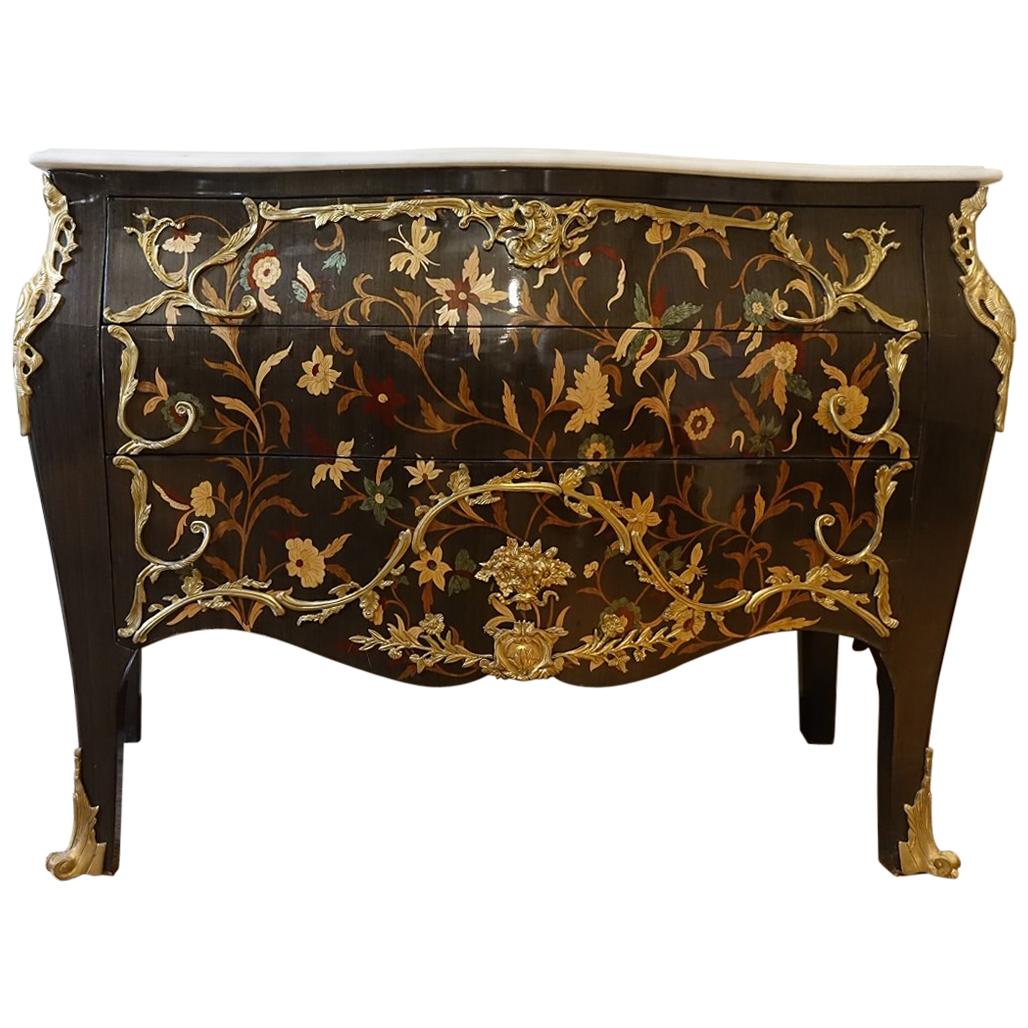 Black Chest of Drawers Louis XV Style For Sale