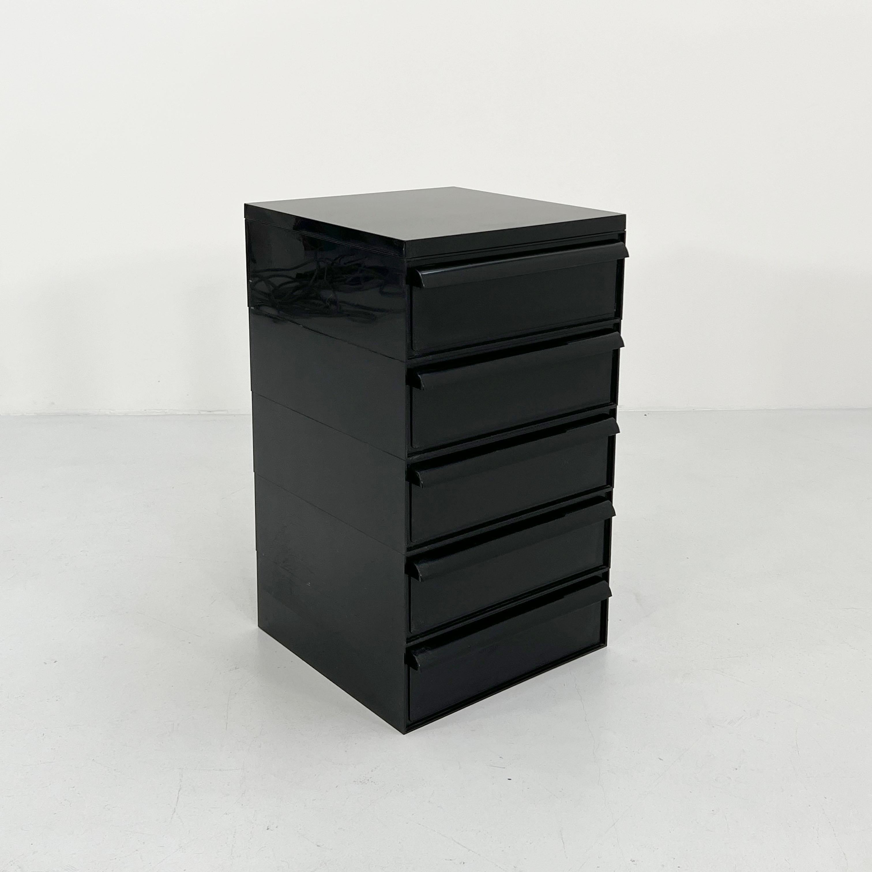 Plastic Black Chest of Drawers Model “4601” by Simon Fussell for Kartell, 1970s