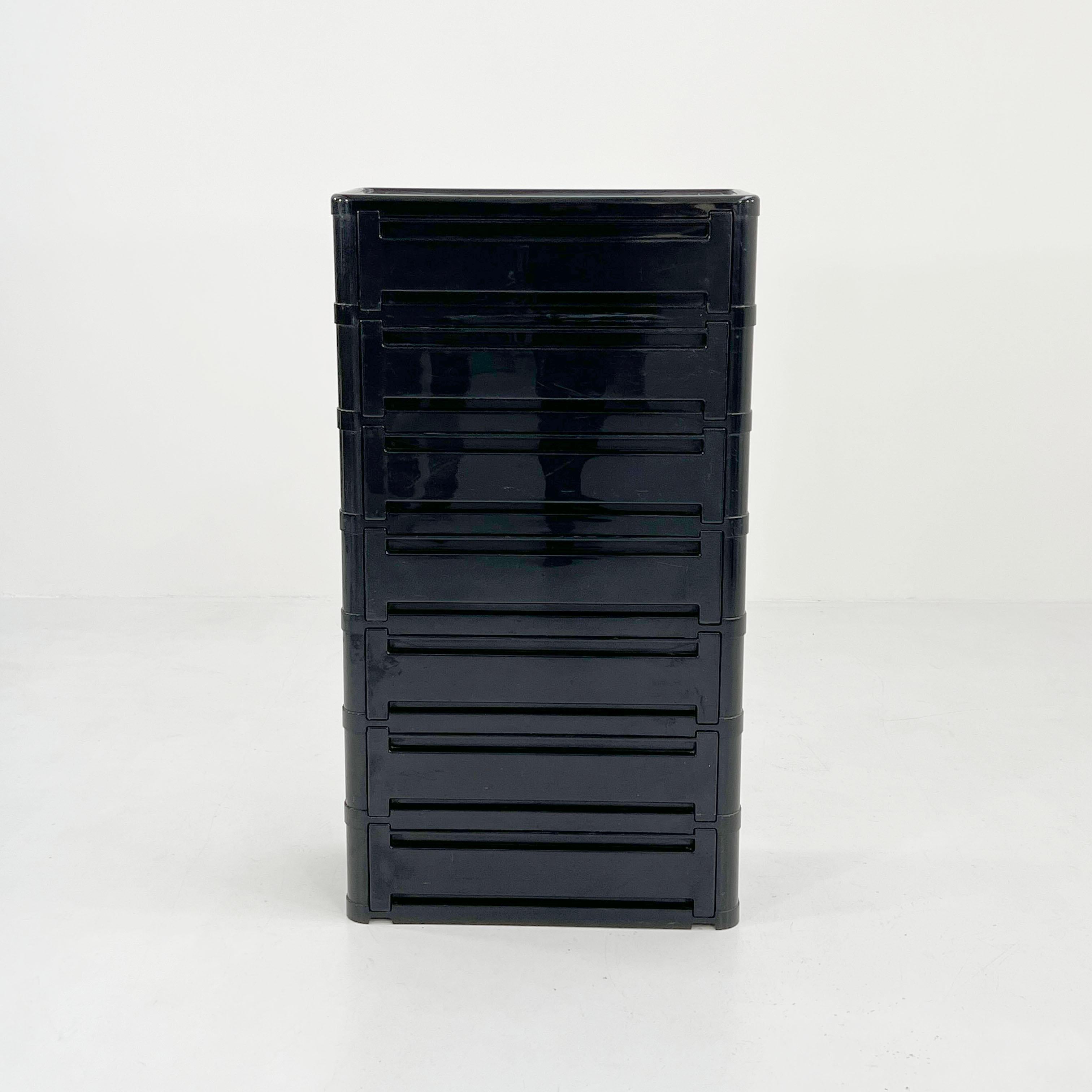 Space Age Black Chest of Drawers Model “4964” by Olaf Von Bohr for Kartell, 1970s