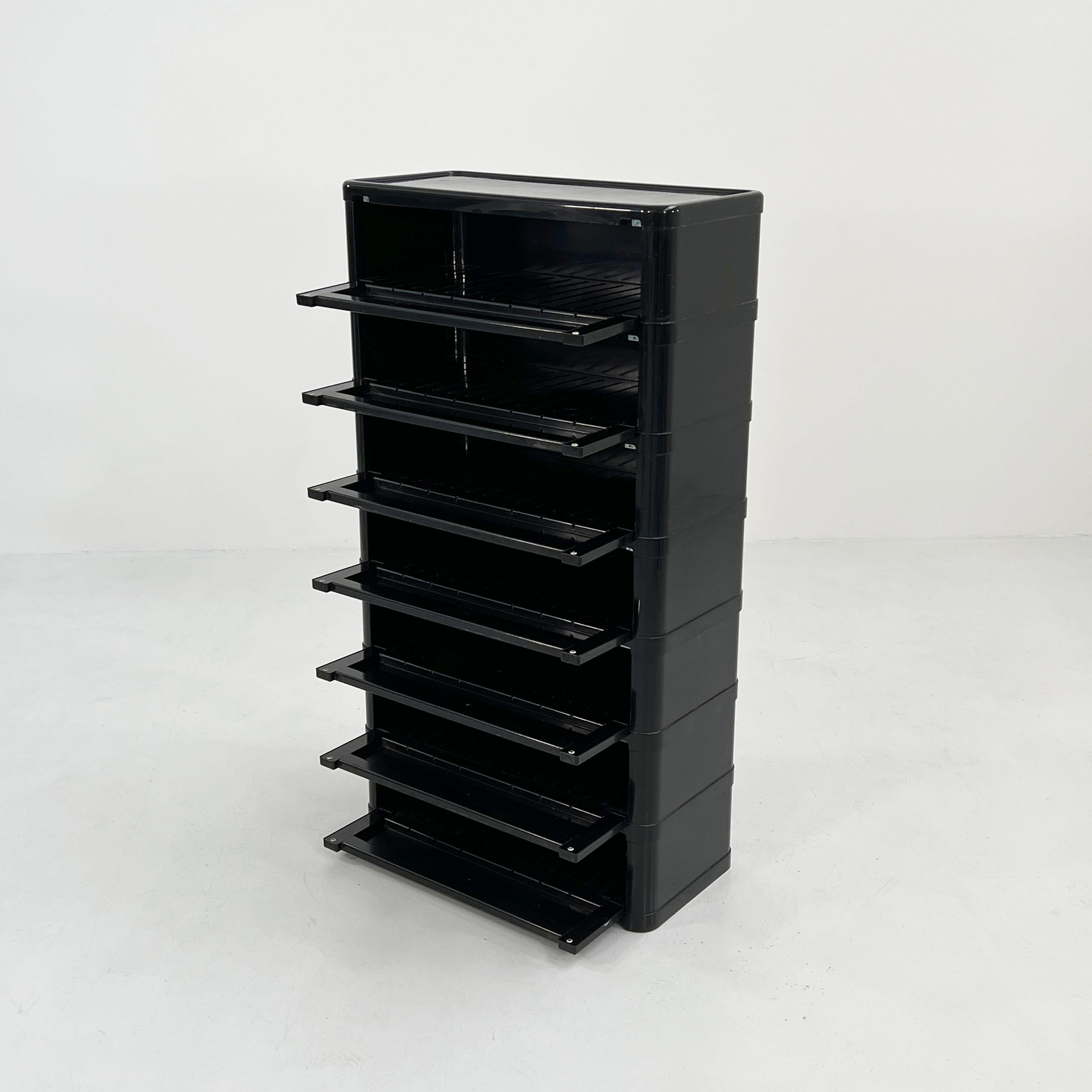 Italian Black Chest of Drawers Model “4964” by Olaf Von Bohr for Kartell, 1970s
