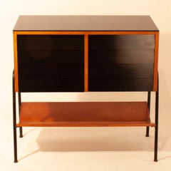 Black Chest, Wood, Iron, Formica, Glass, Black and Wood Color, France, 1950s