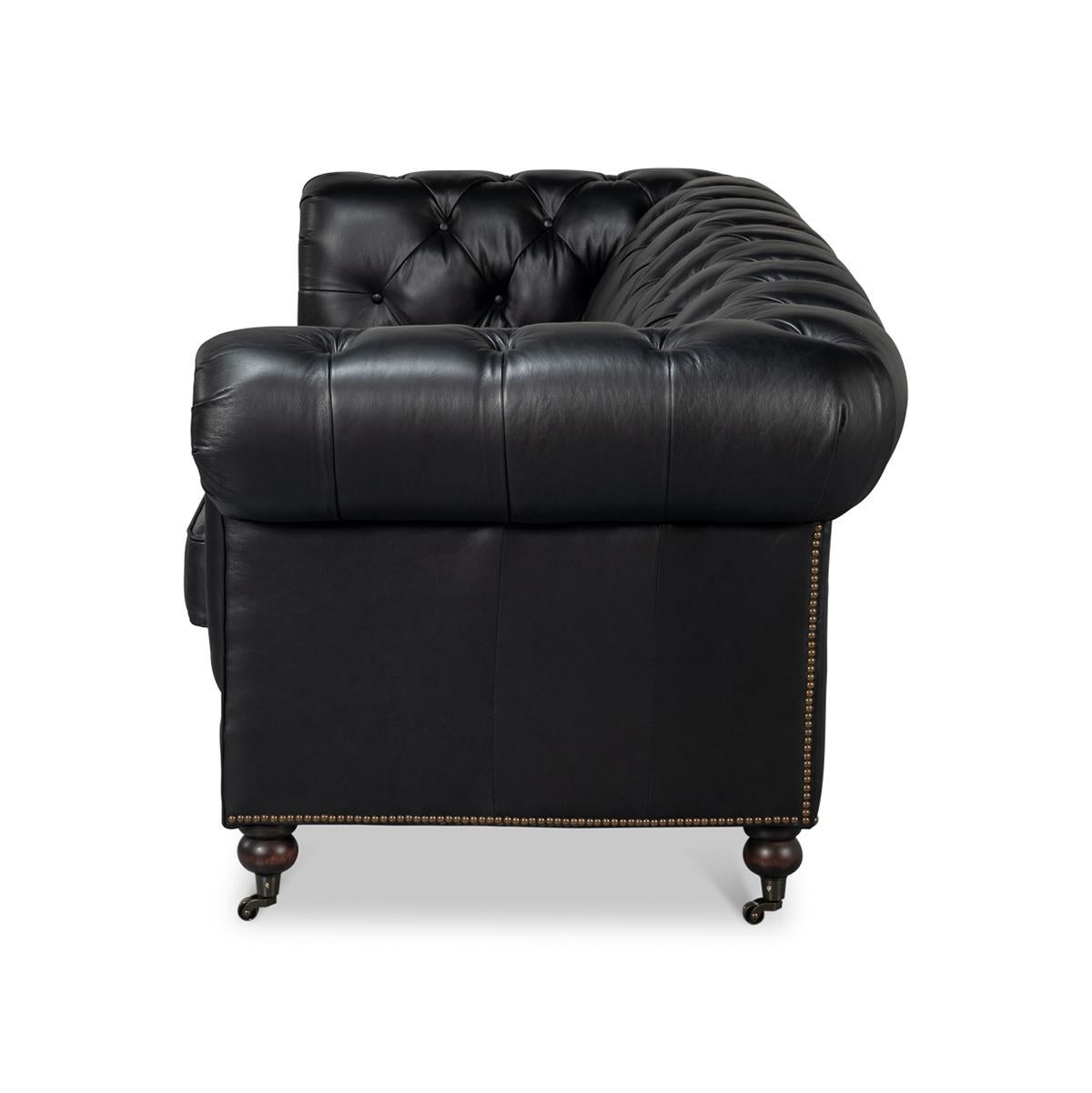 Asian Black Chesterfield Sofa For Sale