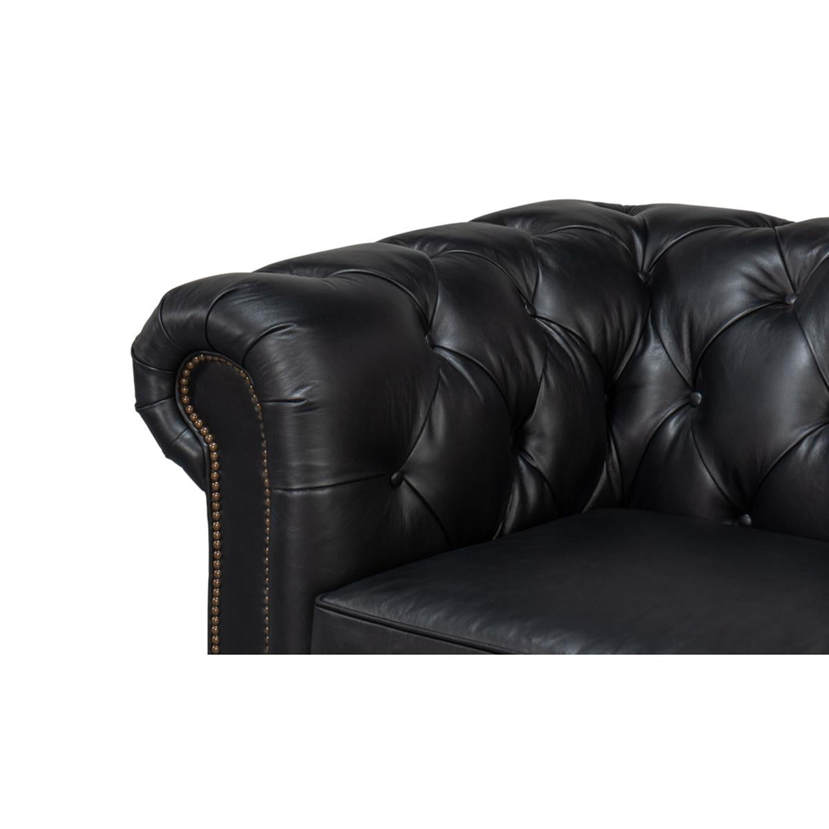 Contemporary Black Chesterfield Sofa For Sale