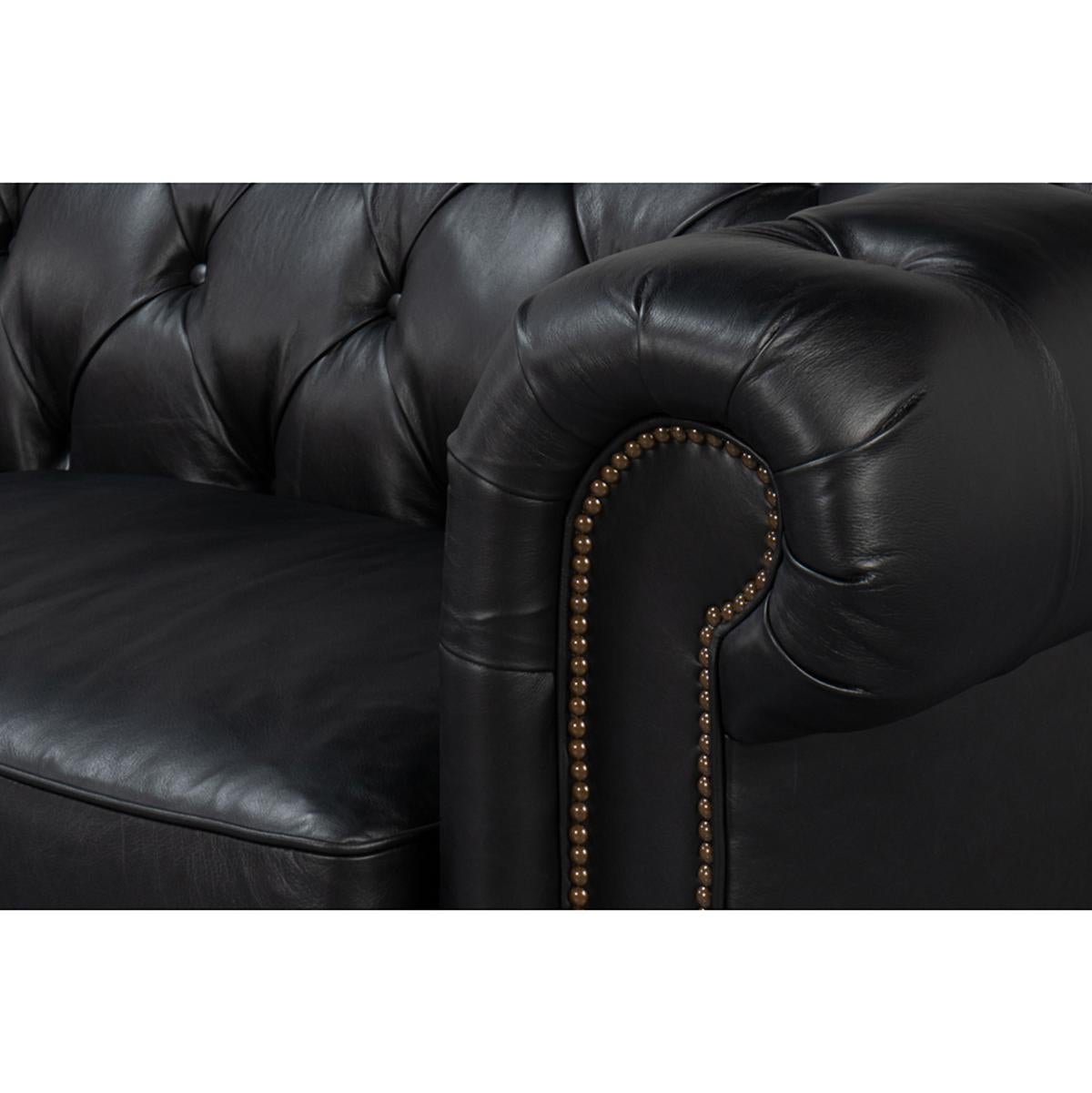 Schwarzes Chesterfield Sofa (Leder) im Angebot
