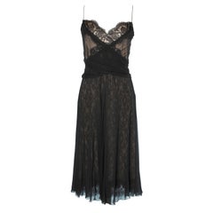Black chiffon and lace dress with nude satin parts Elie Tahari