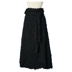 Black chiffon " bouillonné" & wrap evening skirt Yves Saint Laurent Rive Gauche 