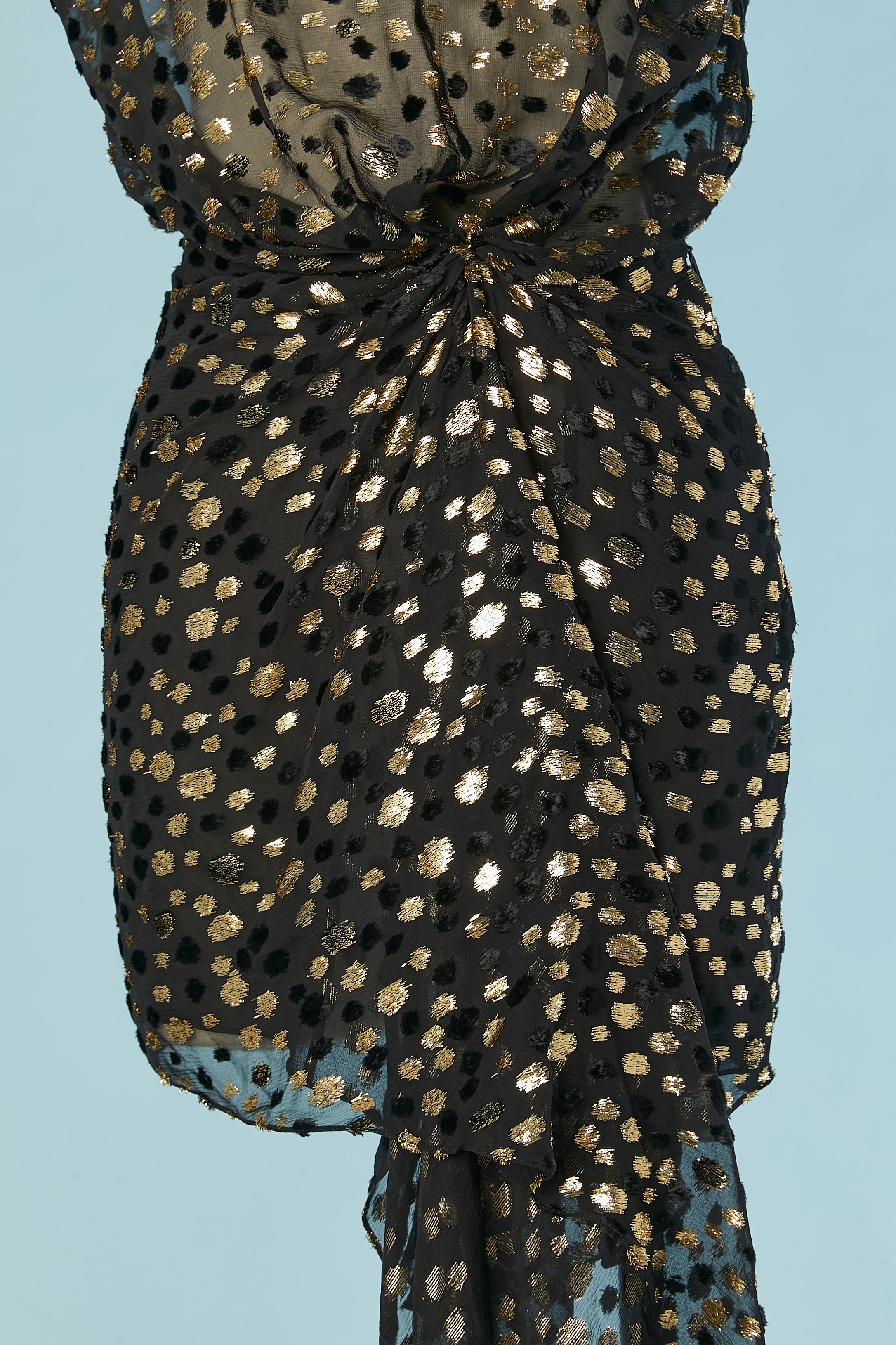 De las mujeres Vestido de cóctel de gasa negra con lunares de lúrex negros y dorados Saint Laurent Paris en venta