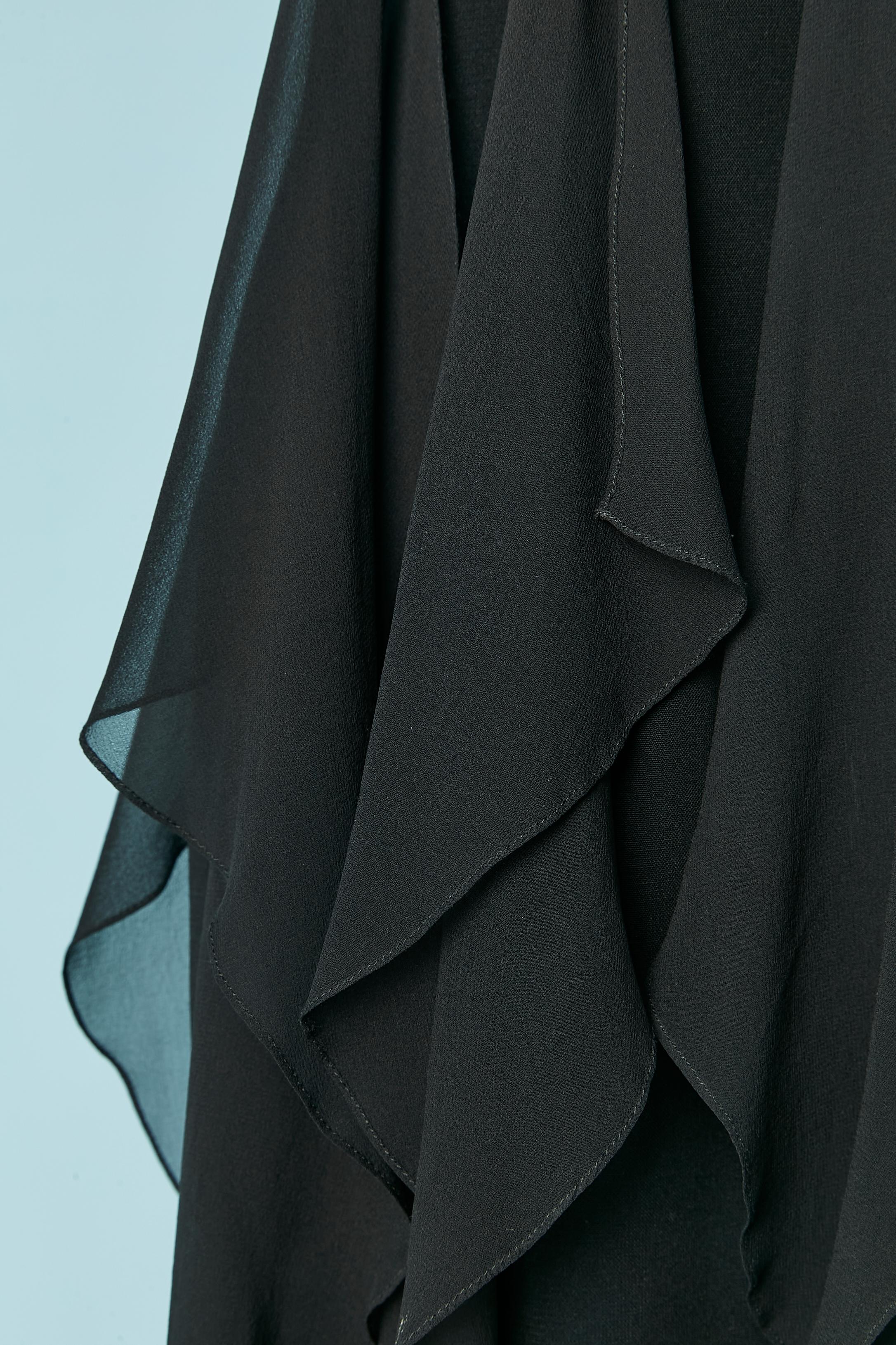 Vestido de cóctel de gasa negra con corpiño de cuentas negras BILL BLASS EVENING Negro en venta