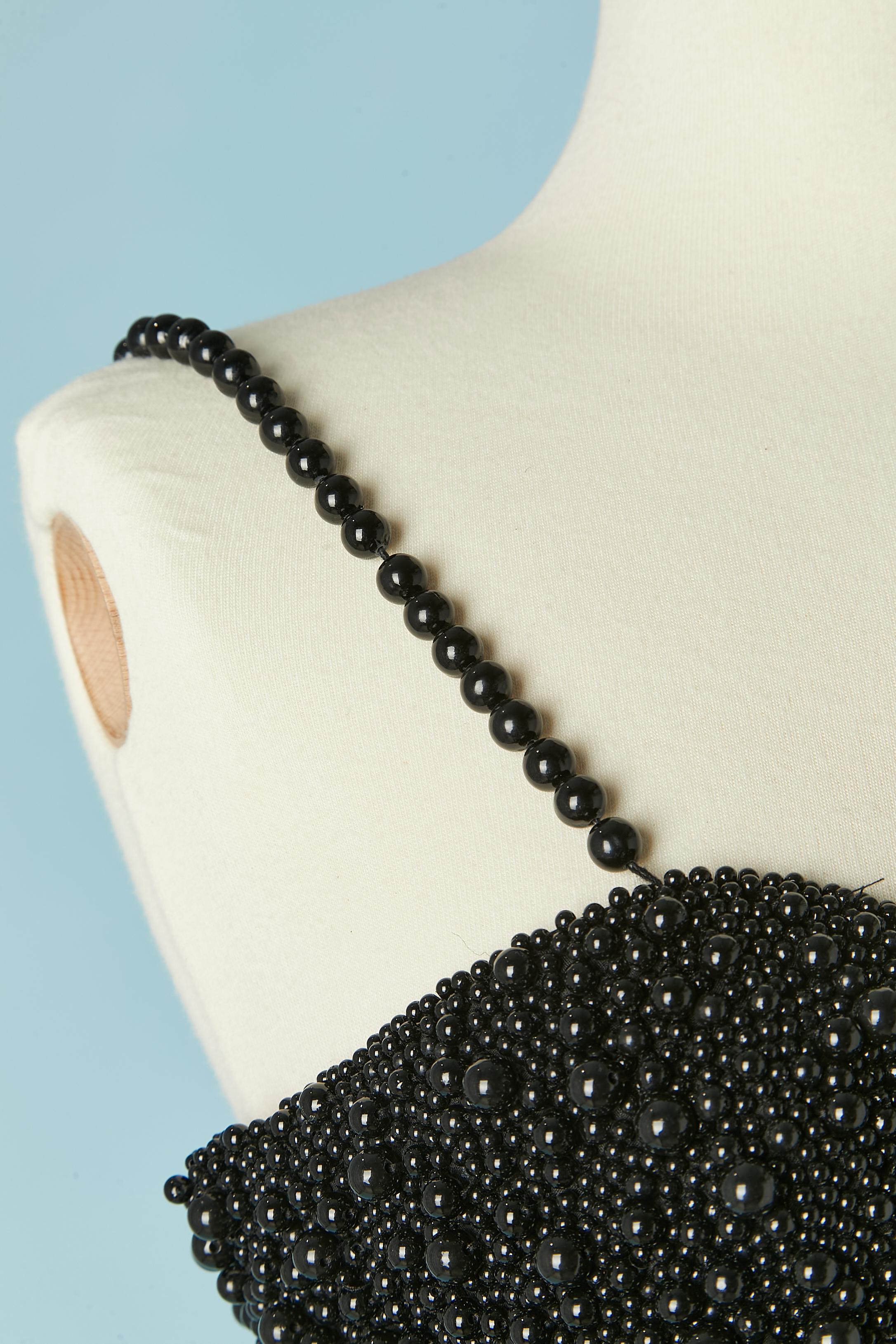 De las mujeres Vestido de cóctel de gasa negra con corpiño de cuentas negras BILL BLASS EVENING en venta