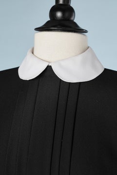 Black chiffon dress with white collar and cuffs Pierre Cardin Boutique