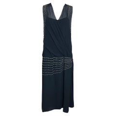 Black Chiffon Flapper Dress Studded with Rhinestones, 1920s