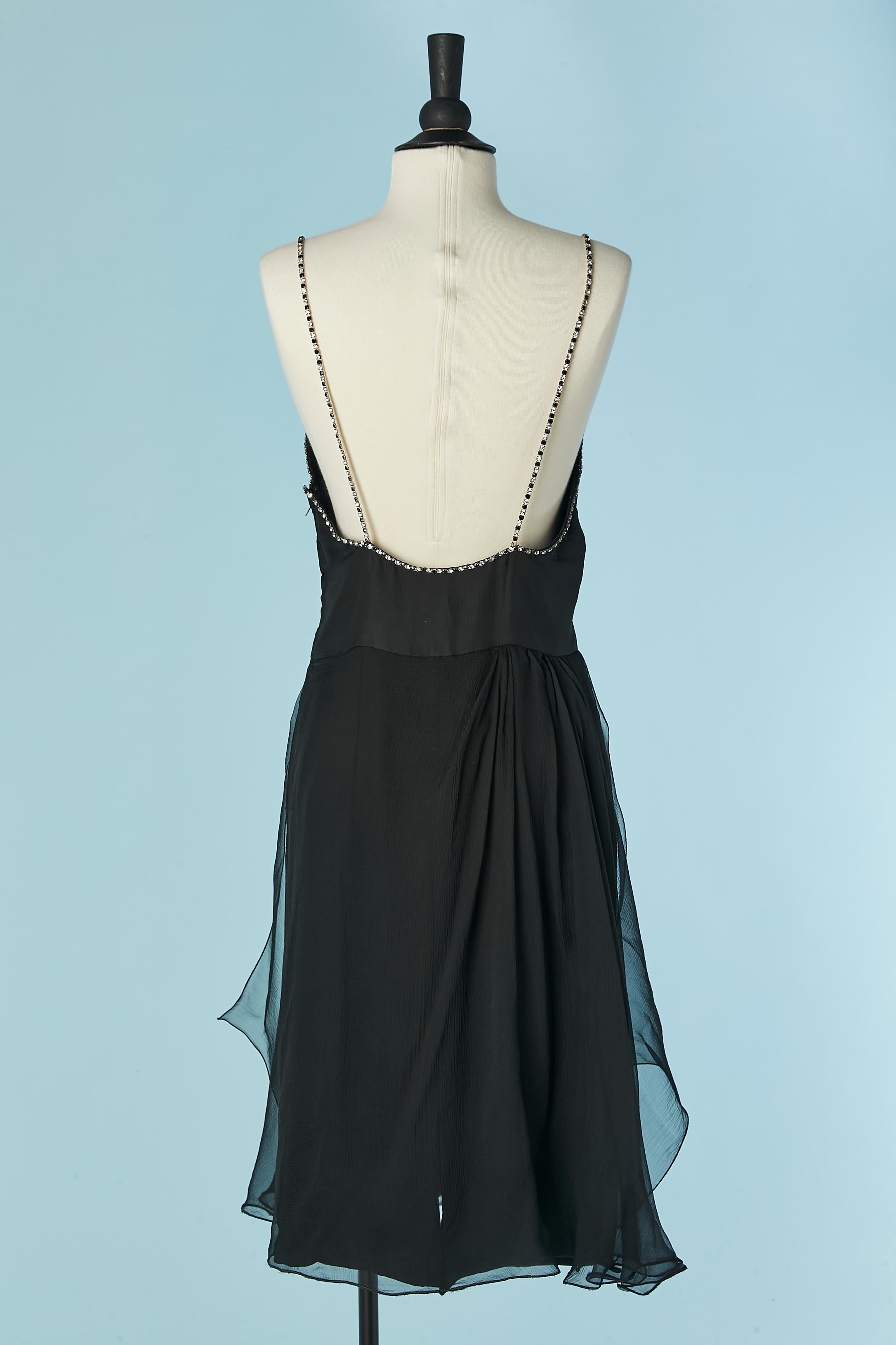 Conjunto de chaqueta de gasa negra y vestido de cóctel DANIEL ROLAND en venta 6