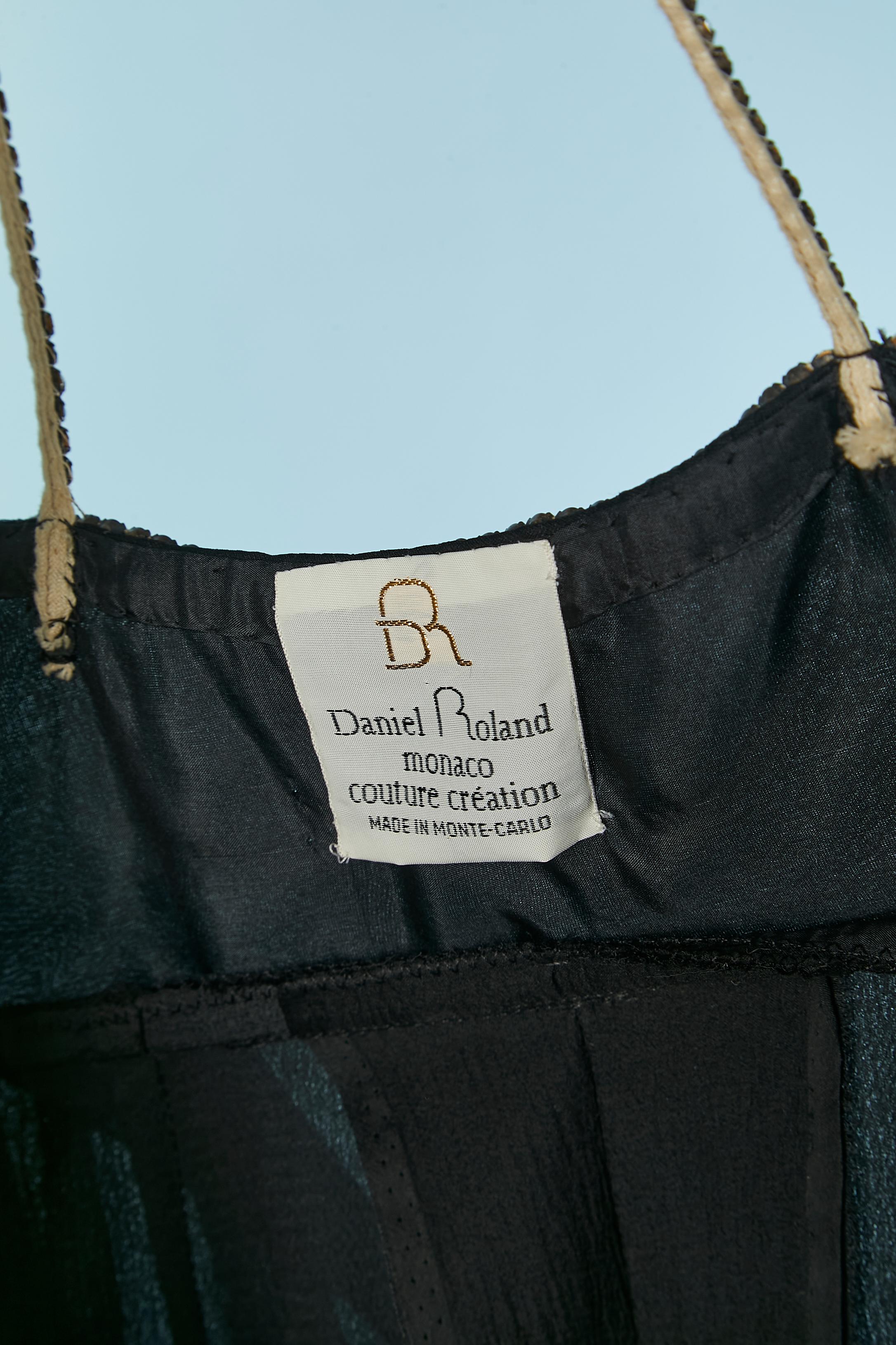 Conjunto de chaqueta de gasa negra y vestido de cóctel DANIEL ROLAND en venta 7