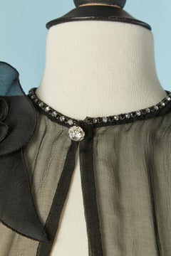 Black chiffon jacket and cocktail dress ensemble DANIEL ROLAND