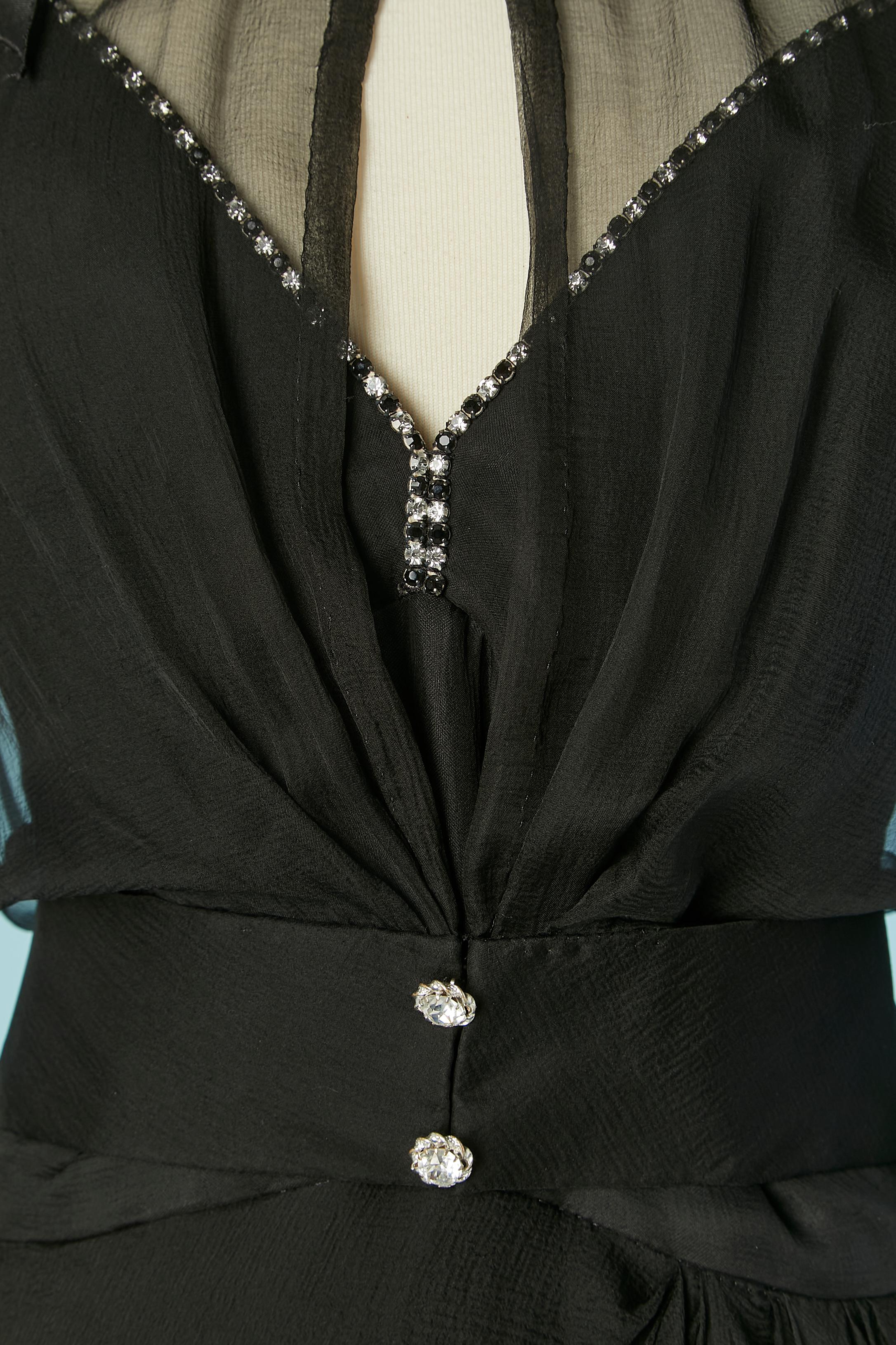 Conjunto de chaqueta de gasa negra y vestido de cóctel DANIEL ROLAND Negro en venta