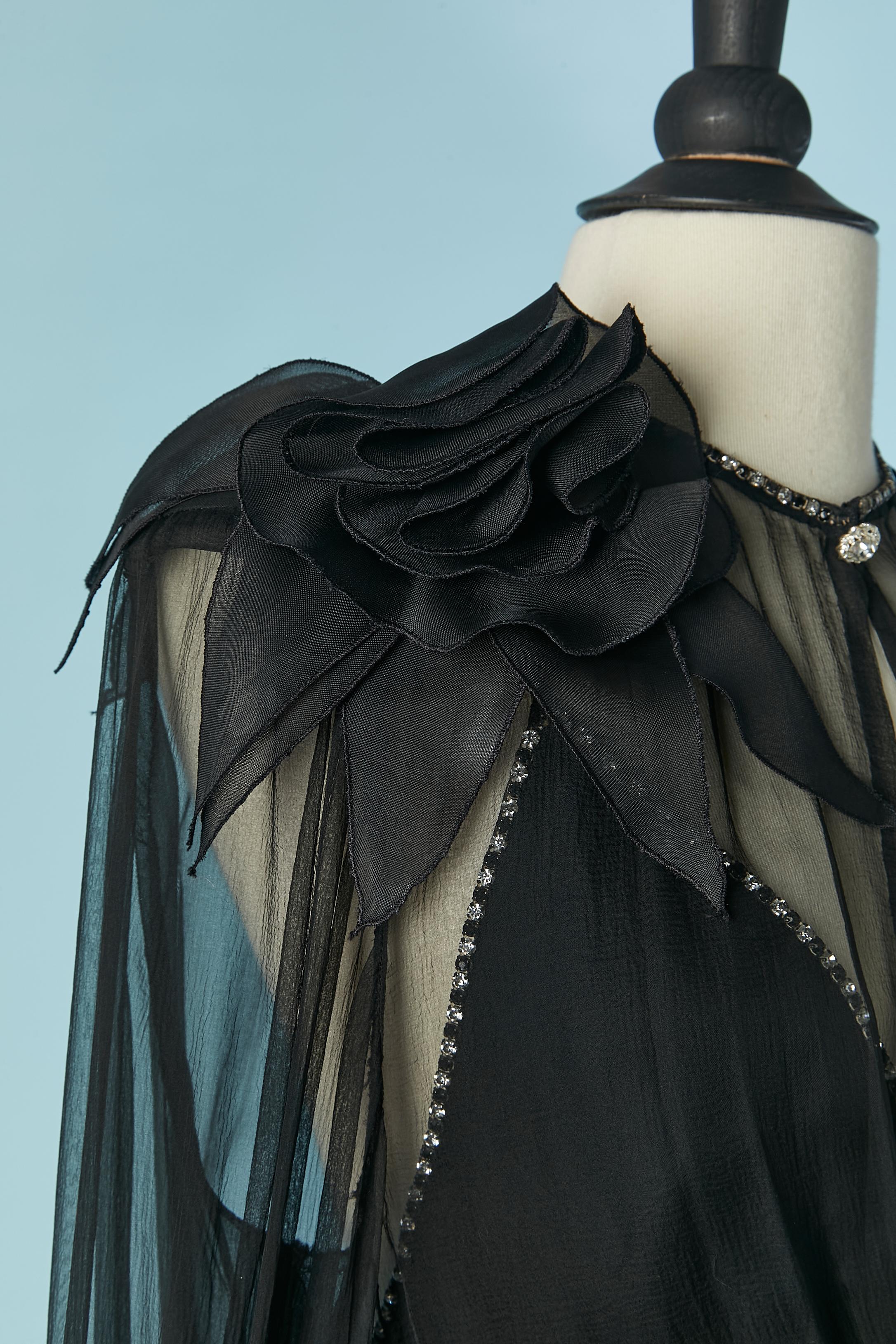 Conjunto de chaqueta de gasa negra y vestido de cóctel DANIEL ROLAND en Excelente estado para la venta en Saint-Ouen-Sur-Seine, FR