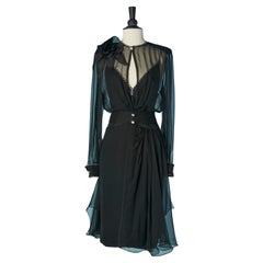 Black chiffon jacket and cocktail dress ensemble DANIEL ROLAND
