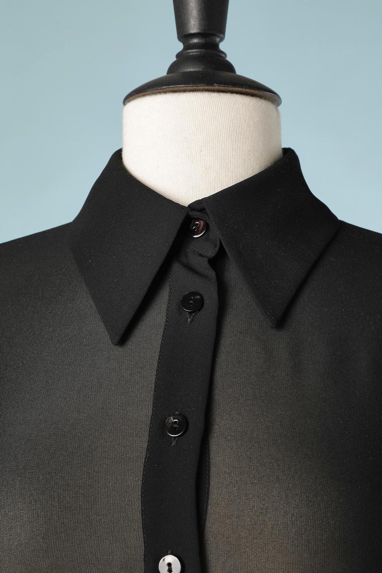 black chiffon sequin button down shirt